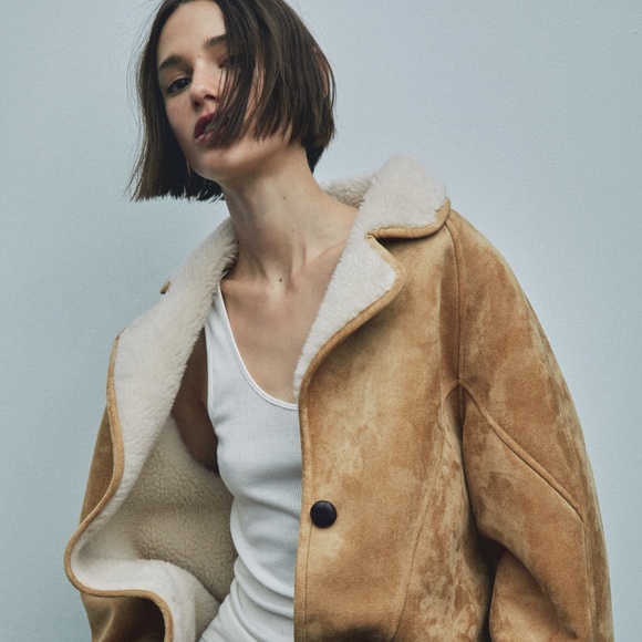 Mango shearling lined coat with buttons S - Picture 8 of 10